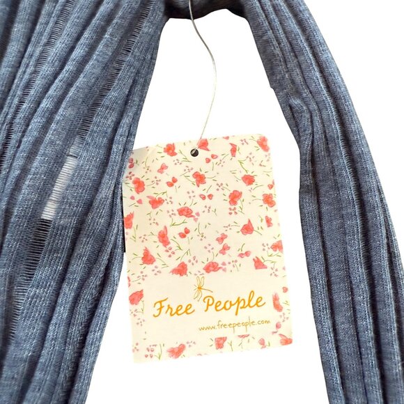 Free People Astoria Hacci Ribbed in Denim Blue Top Open Back XS $78 - Picture 7 of 11